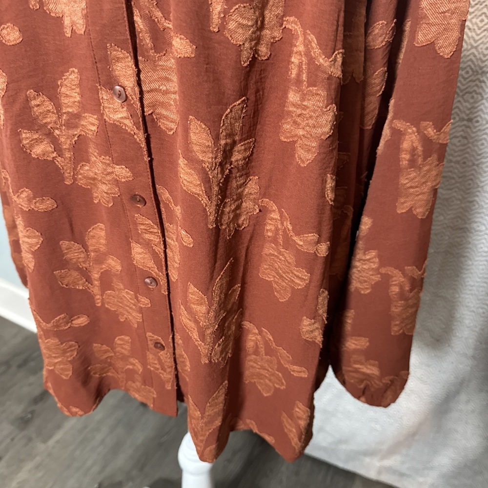 The Pioneer Woman NWT Burnt Orange Long Sleeve Button Front Sheer Tunic XXL - Picture 3 of 8